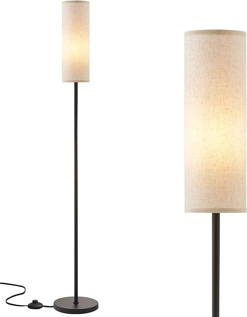 Afralia™ Nordic Cloth Lampshade LED Floor Lamp for Indoor Living Room Decor