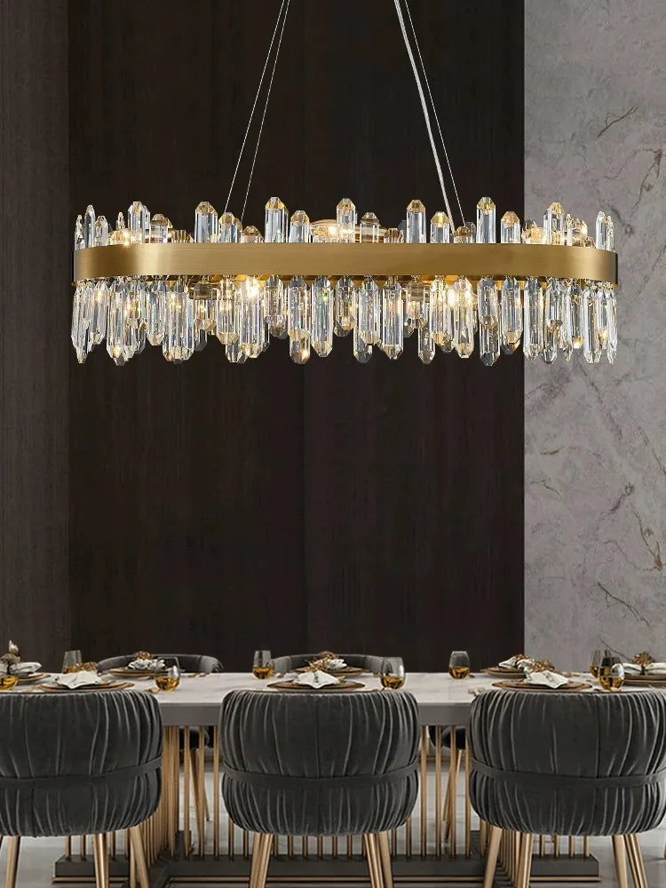 Afralia™ Crystal Chandelier LED Dining Room Light Gold Lustres