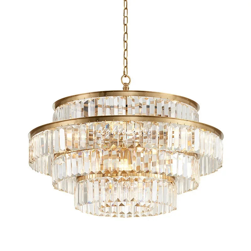 Afralia™ Round Golden Crystal Chandelier for Luxury Living Room Dining Bedroom Lighting