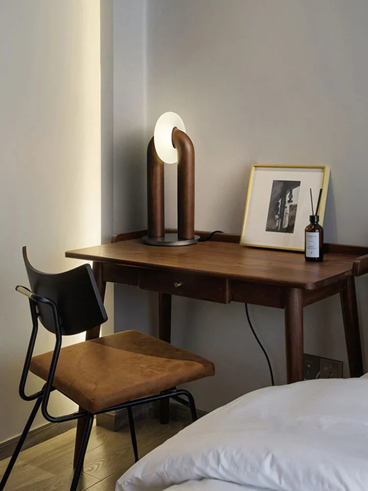 Afralia™ Wood Table Lamp Dimmable Touch Control LED Lighting for Home Decor
