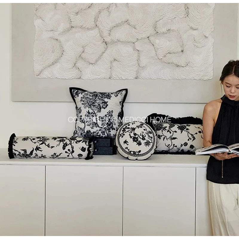 Afralia™ Wild Rose Toile De Jouy Decorative Pillow Covers 45x45cm