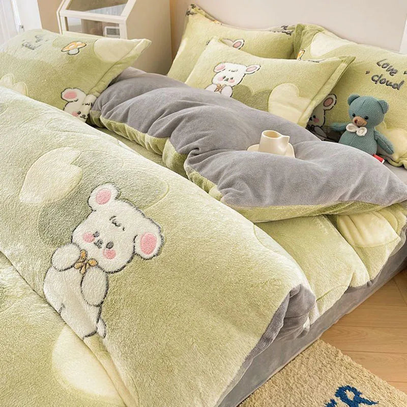 Afralia™ Snowflake Velvet Single Duvet Cover | Cozy Winter Bedding