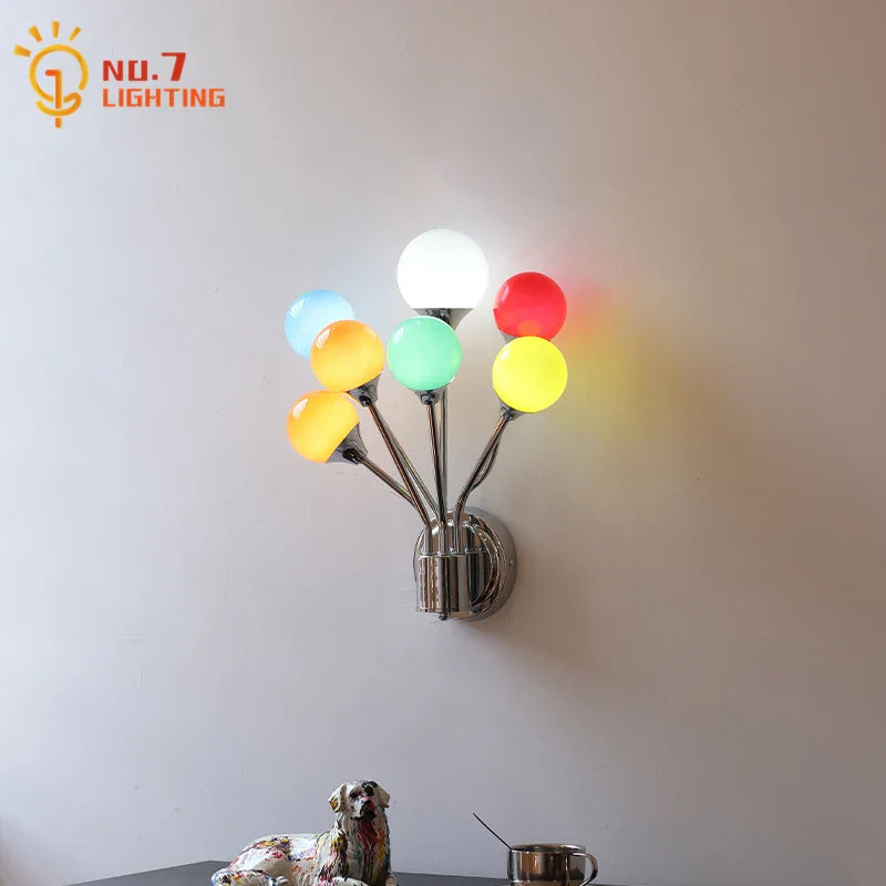 Afralia™ Rainbow Balloon Wall Lamp for Bauhaus Style Bedroom Decor