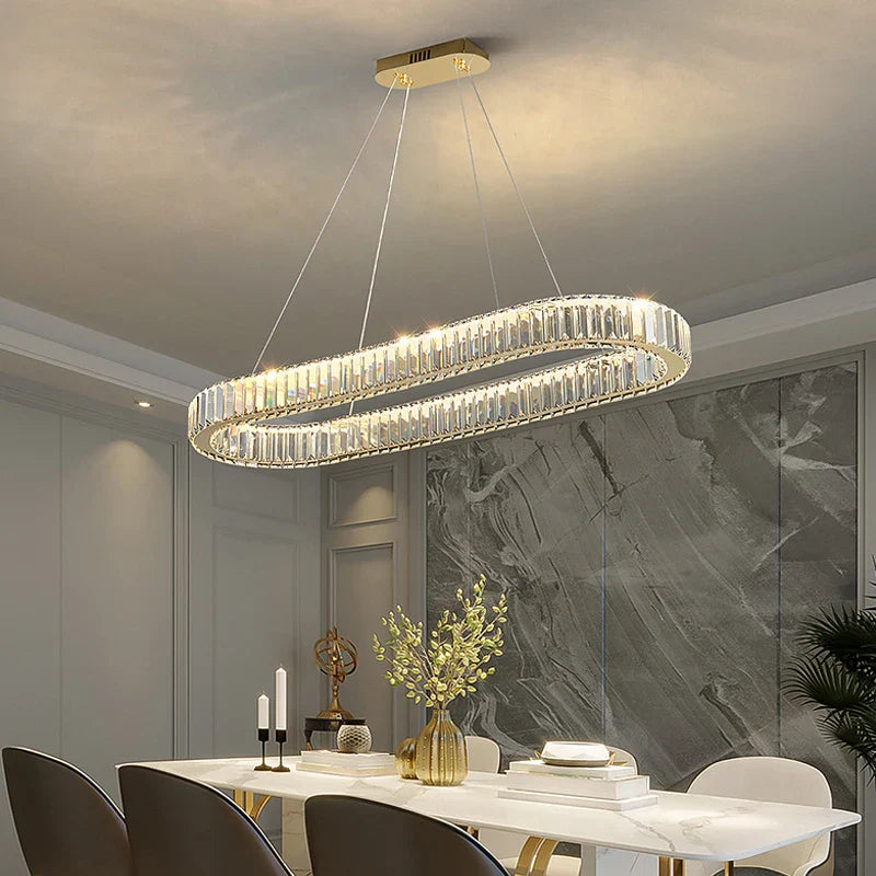 Afralia™ Luxury Crystal Pendant Chandelier for Home Dining Room Bar LED Decor