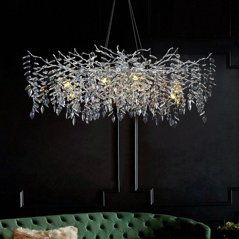 Afralia™ Crystal Chrome Chandelier: Luxury Pendant Lamp for Living Rooms, Villas, and Restaurants