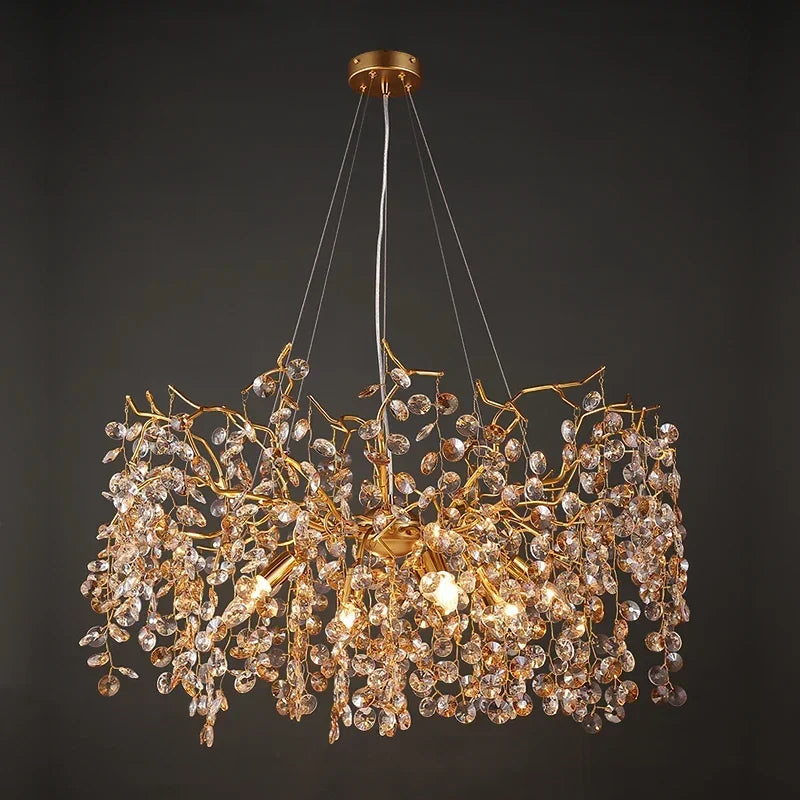 Afralia™ Crystal LED Chandelier 60/80/100 cm Golden Luxury Lamp for Dining & Living Room