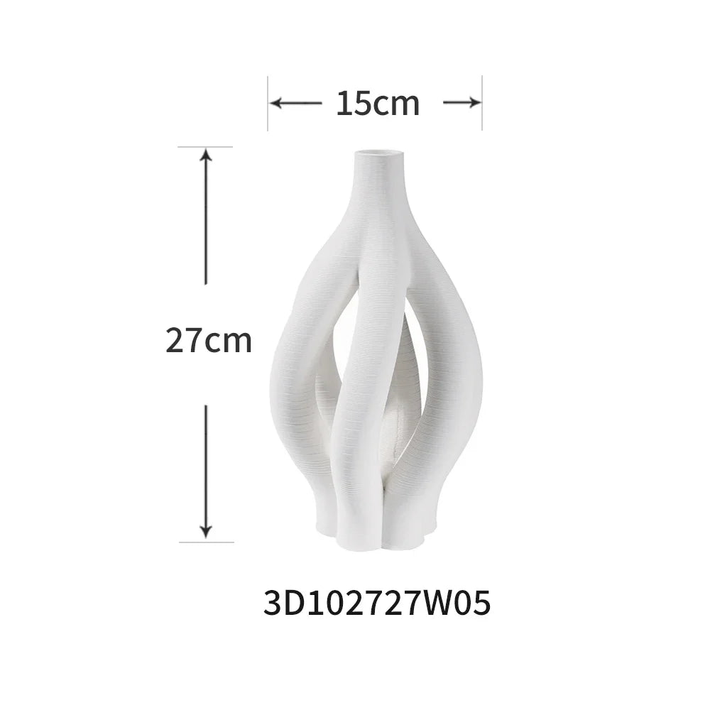 Afralia™ Geometric Ceramic Spiral Vase Set for Home Decor and Floral Arrangement