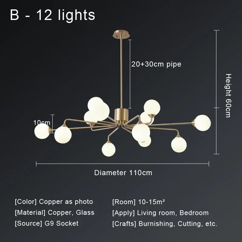 Afralia™ Copper Ceiling Chandelier for Home Decor Lighting