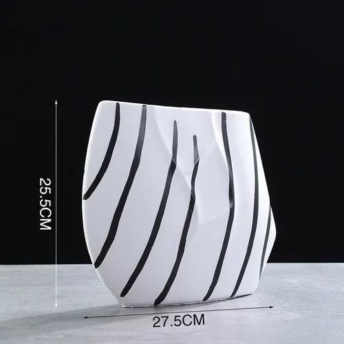 Afralia™ Elegant Striped Ceramic Vase TV Cabinet Crafts Hydroponic Home Decor Gift
