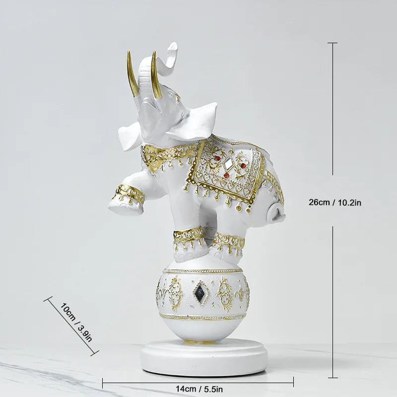 Afralia™ Resin Elephant Wildlife Sculpture Figurine - Home Interior Decoration Gift