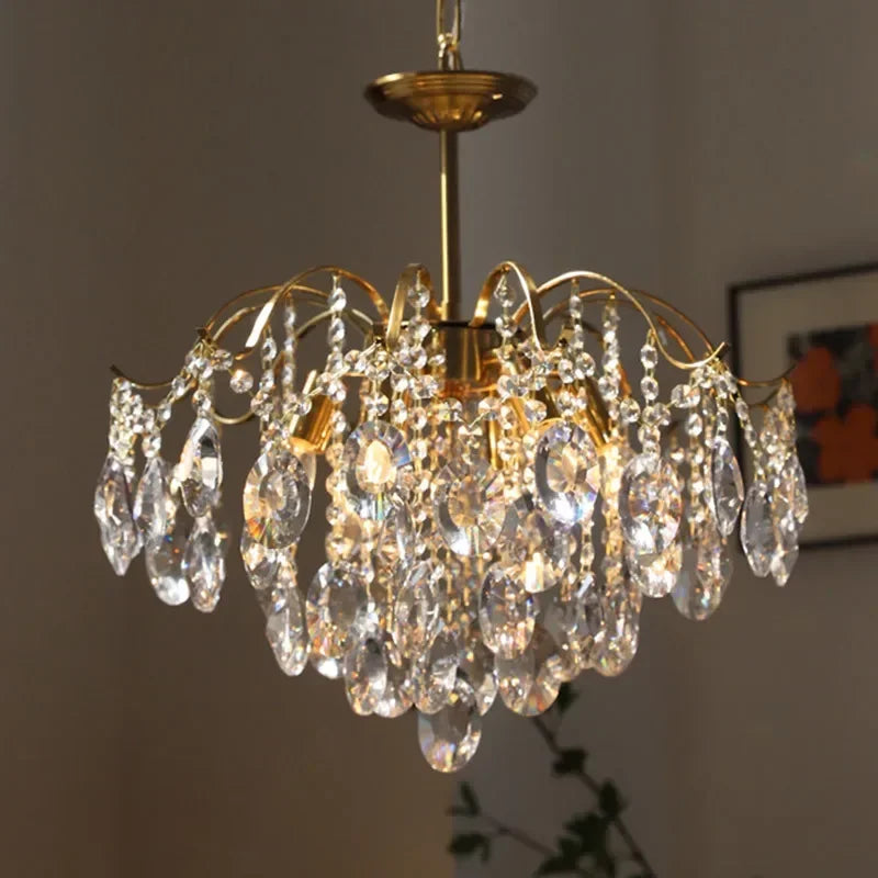 Afralia™ Retro Crystal Chandelier for Bedroom Dining Living Room Cloakroom