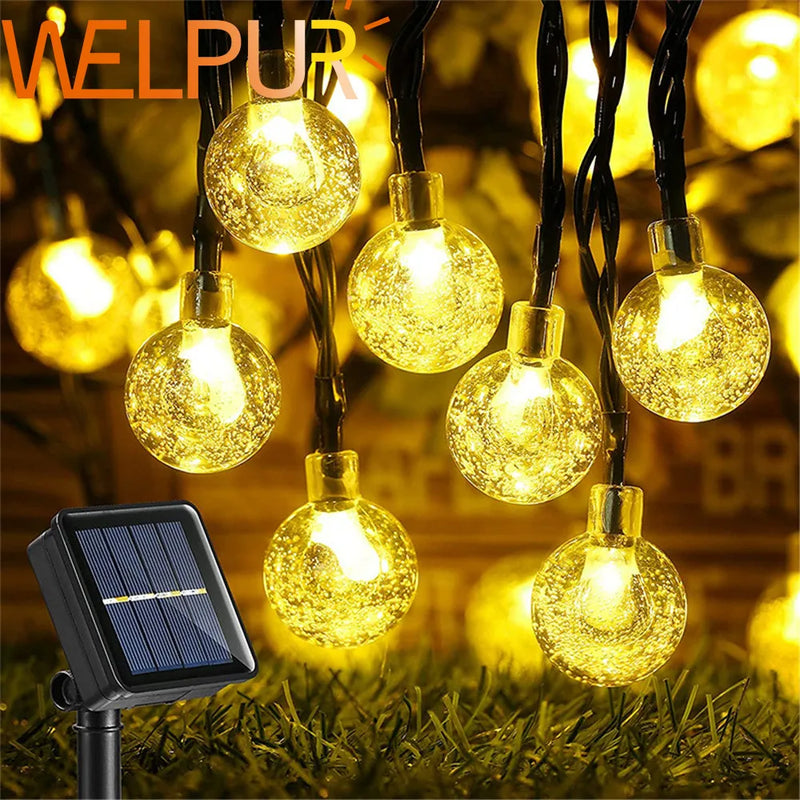 Afralia™ Crystal Ball Solar Fairy Lights for Outdoor Garden Christmas Wedding Decor