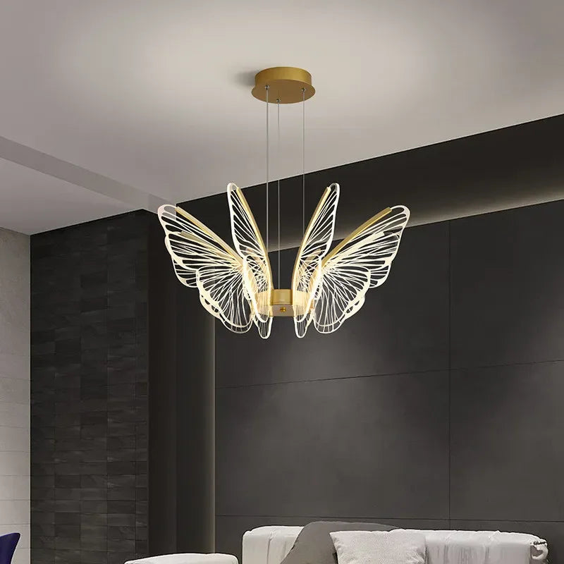 Afralia™ Butterfly LED Chandelier for Bedroom and Dining Room Lighting