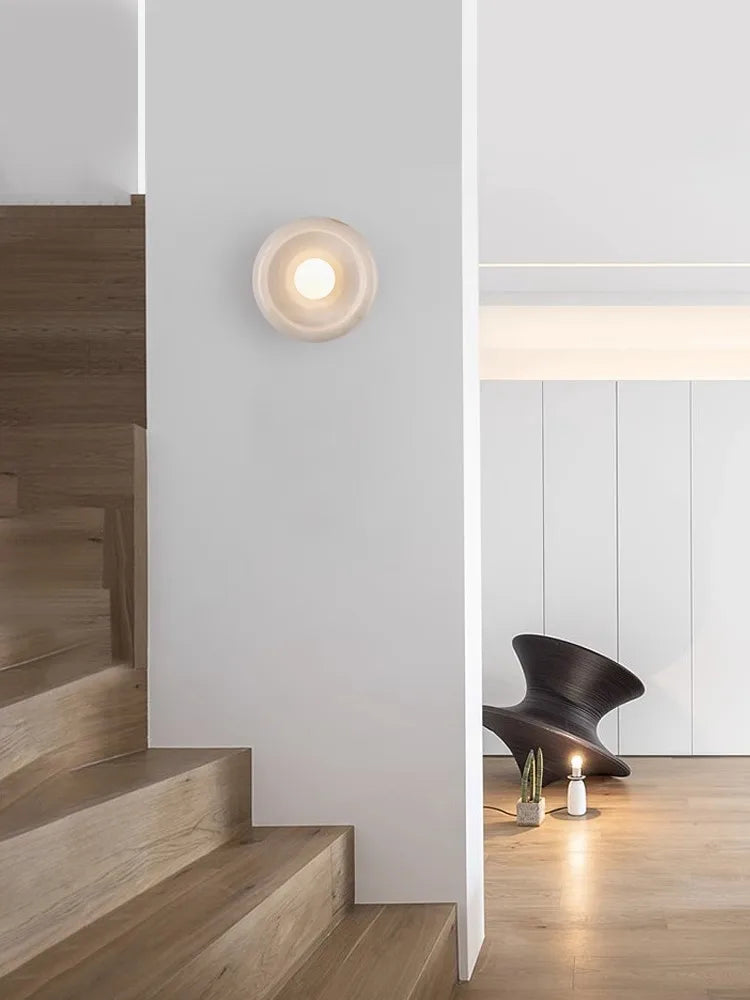 Afralia™ Round Jade Wall Lamps: Luxury Modern Home Decoration & Background Light Fixture