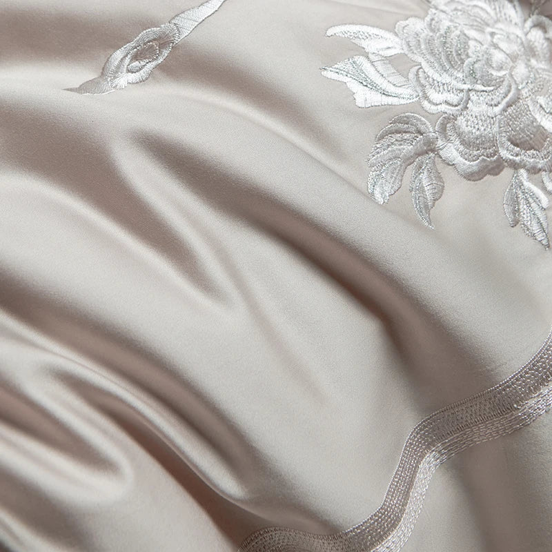 Afralia™ Luxury Chinese Flowers Embroidery Bedding Set: 1 Duvet, 1 Sheet, 2 Pillowcases