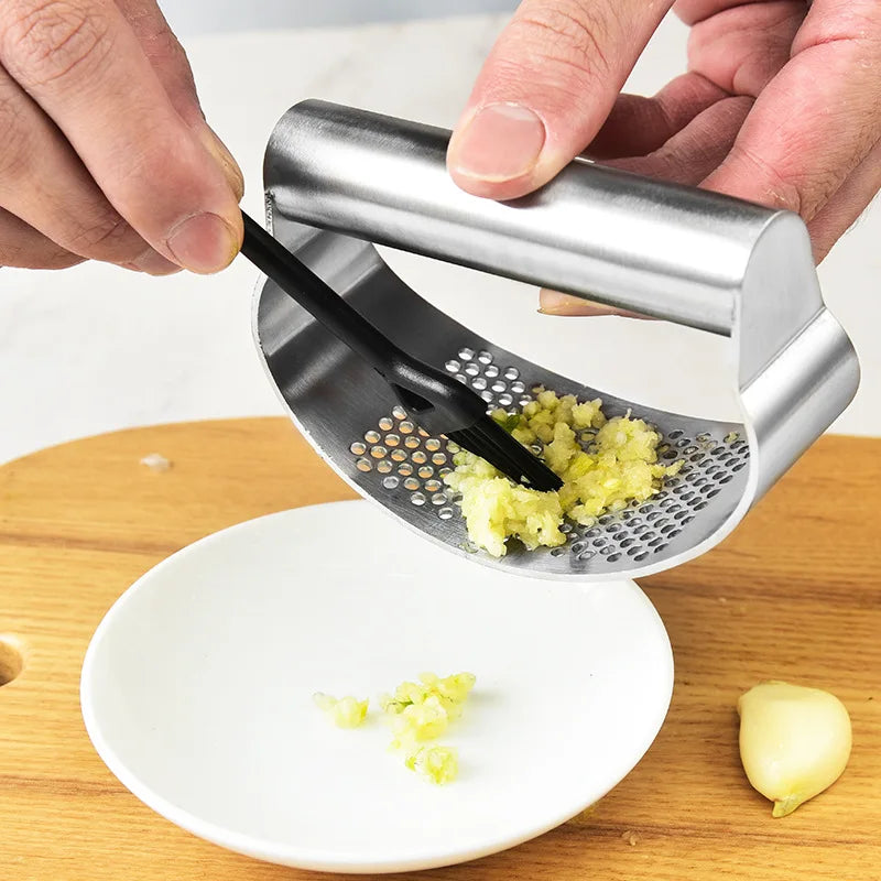 Afralia™ Mini Garlic Press Chopper Slicer Stainless Steel Grater Mincer Hand Presser