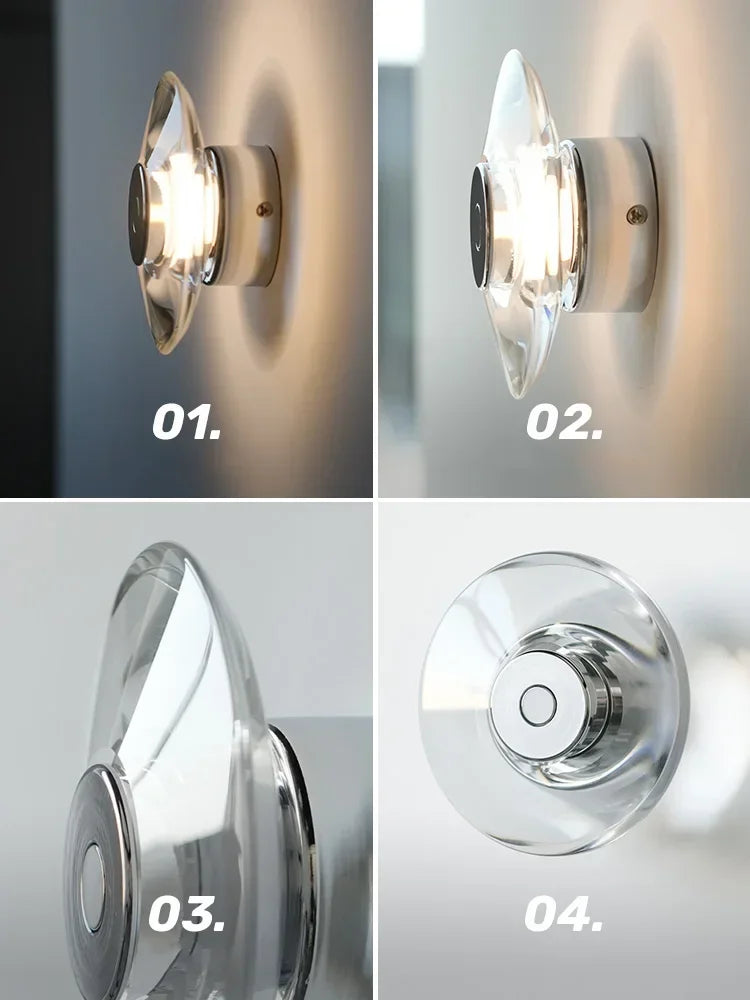 Afralia™ Crystal Bedside Wall Lamp: Modern Minimalist Circular Design for Home