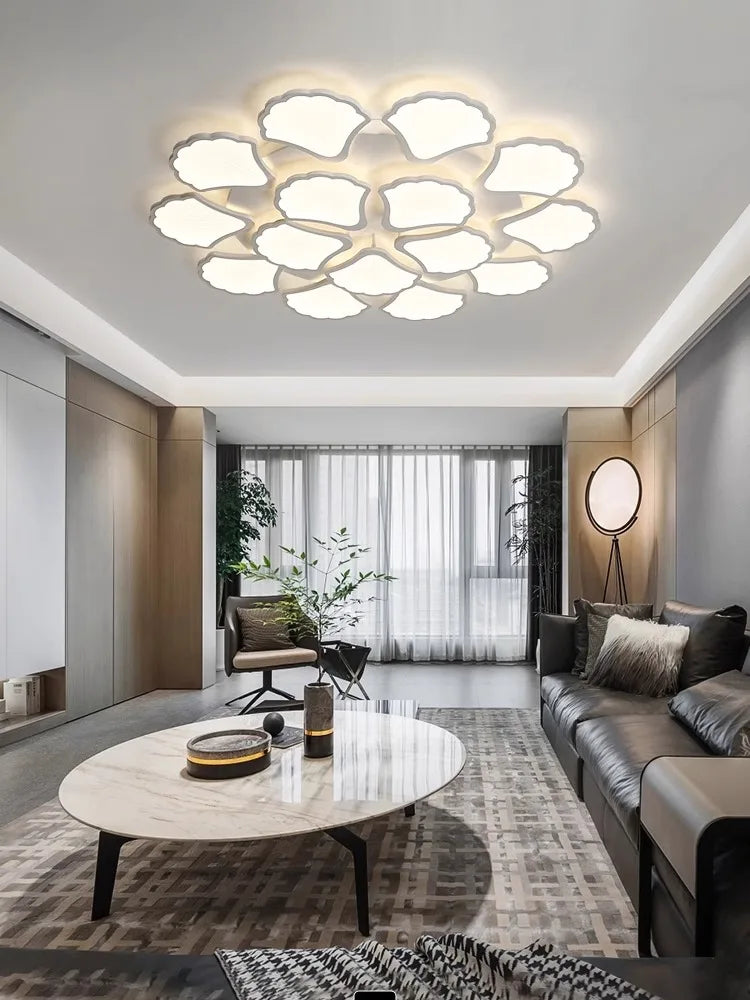 Afralia™ Ginkgo Biloba LED Ceiling Lamp Dimmable Minimalist Modern Indoor Light Fixtures