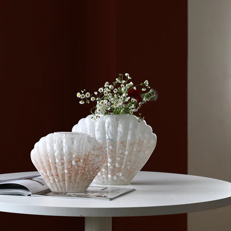 Afralia™ Glass Vase Floral Arrangement Terrarium Clamshell Craft Shell Home Decor