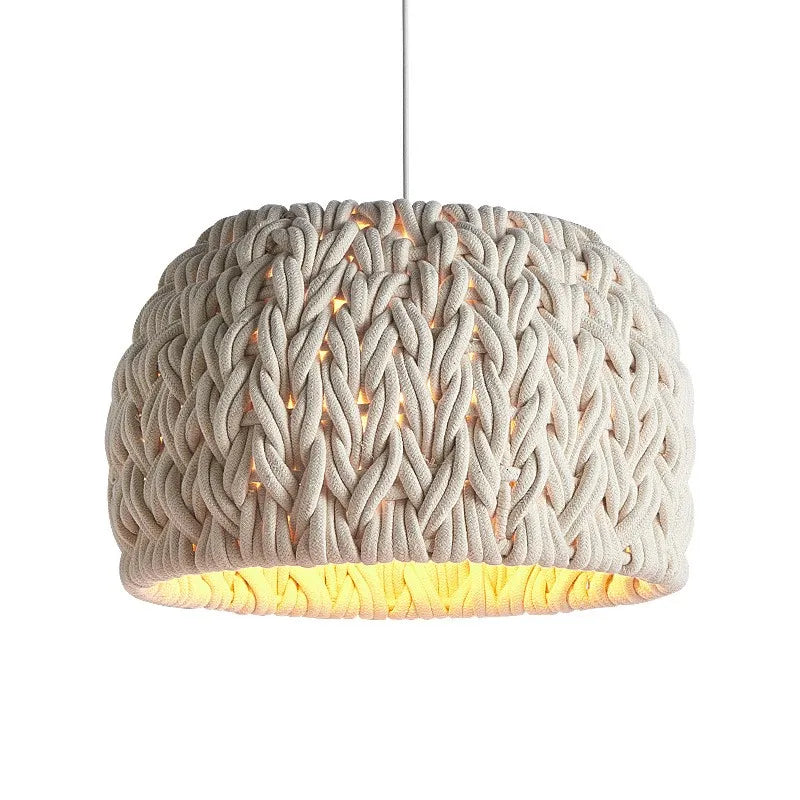 Afralia™ Nordic Wabi Sabi Knited Rope E27 LED Pendant Light for Minimalist Dining Room