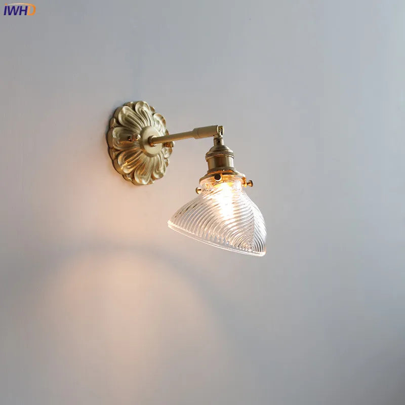 Afralia™ Nordic Glass LED Wall Sconce for Home Indoor Lighting - Modern Copper Wall Lamp