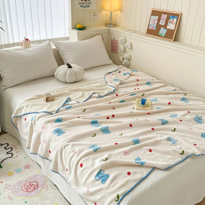 Afralia™ Cozy Milk Velvet Blanket: Cute Pattern, Warm, Multi-Functional Sofa & Travel Shawl