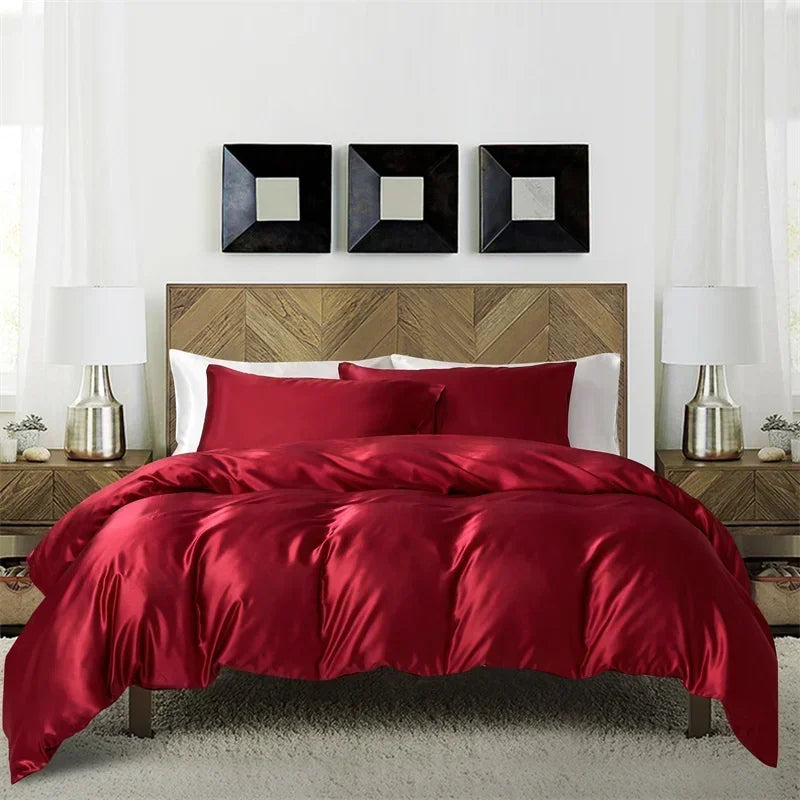 Satin King Size Duvet Cover Set by Afralia™ - Soft, Cozy, Skin-friendly Bedding for Queen Bed