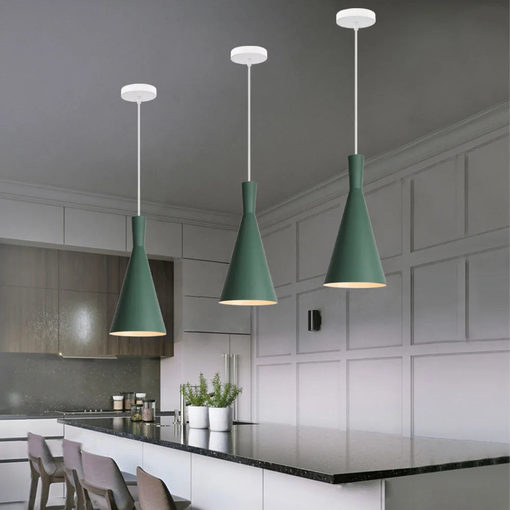 Afralia™ Modern Nordic Aluminum Pendant Lights for Kitchen Living Room, E27 LED Suspension Luminaire