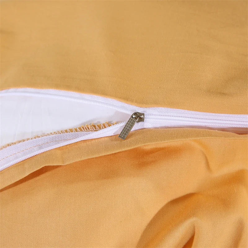 Afralia™ Golden Jacquard Cotton Lace Bedding Set - Silky Soft Duvet Cover, Flat Sheet, Pillowcase