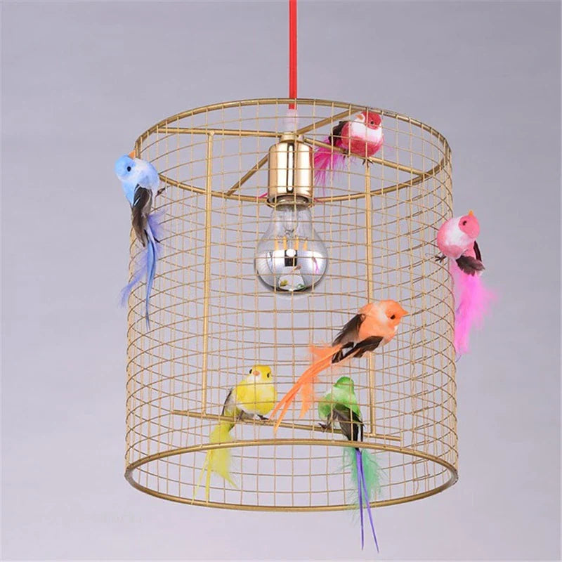 Afralia™ Gold Bird Cage Pendant Lamp for Nordic Loft Home Living Room Bedroom