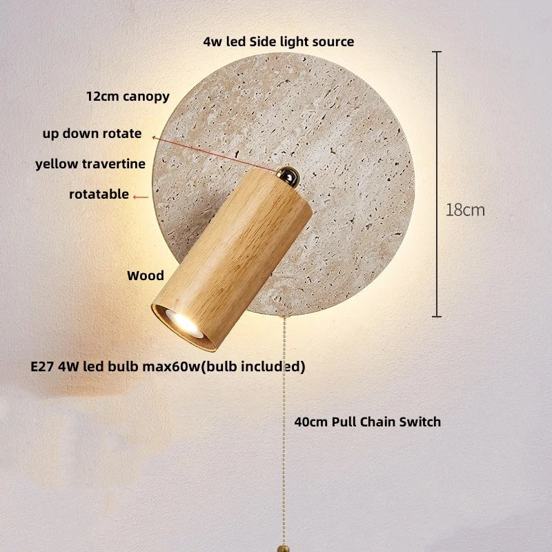 Afralia™ Copper LED Wall Lamp: Modern Nordic Style Mirror Light with Travertine Switch