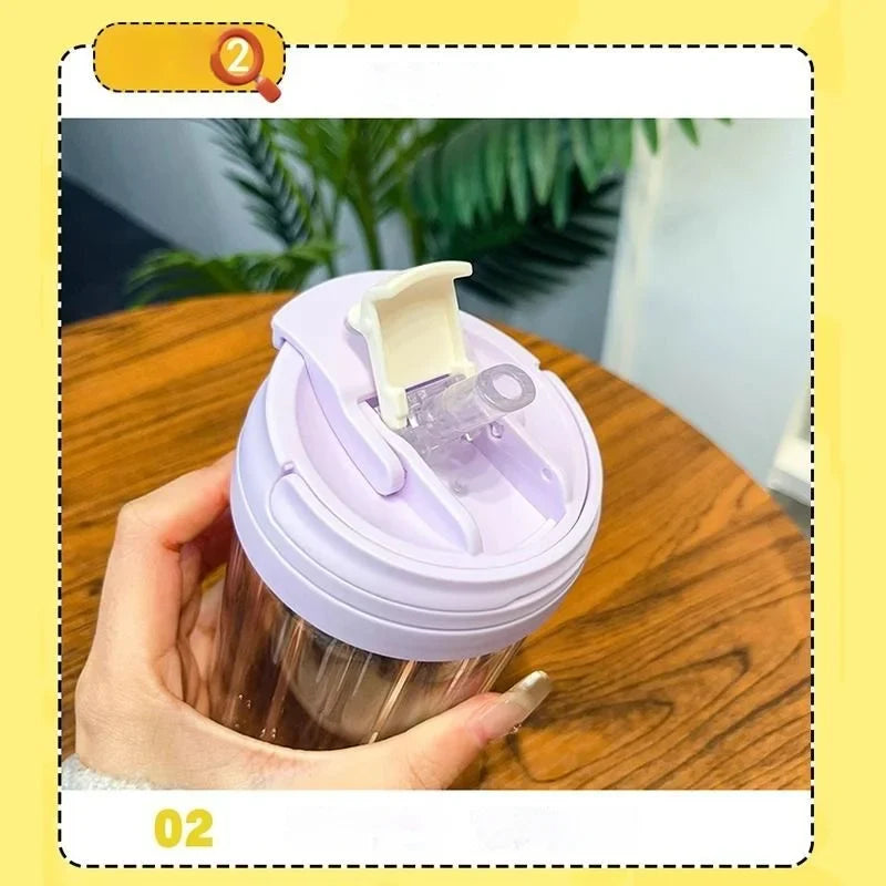 Afralia™ Pink Glass Cup 500ml with Straw - Kitchen & Tea Drinkware