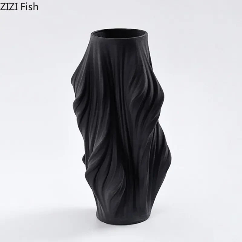 Afralia™ Ceramic Vase with Artificial Flowers for Desk Decoration and Room Aesthetics
