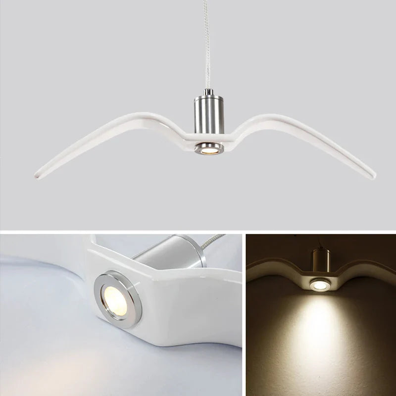 Afralia™ Seagull Bird Resin Chandelier LED Lamps