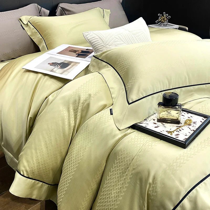 Afralia™ Soft Jacquard Lyocell Bedding Set, 800TC, Silky & Breathable, Natural, Skin Friendly