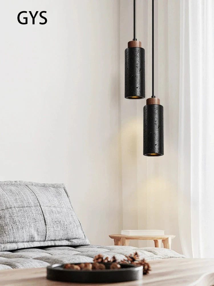 Afralia™ Black Stone Bedside Chandelier, Modern Nordic Design, E27 LED Pendant Lamp