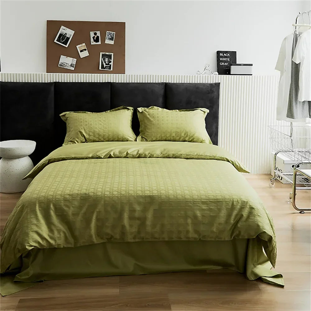 Afralia™ Grey Lines Stripes Duvet Cover Set Cotton Satin Jacquard Queen King Size