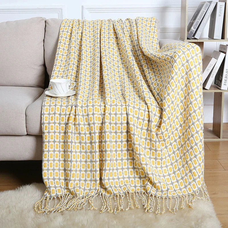 Afralia™ Nordic Faux Cashmere Tassel Blanket for All Seasons