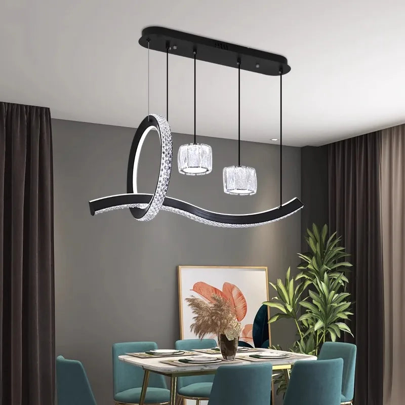 Afralia™ Crystal Chandelier Stair Pendant Lamp Living Room Interior Lighting