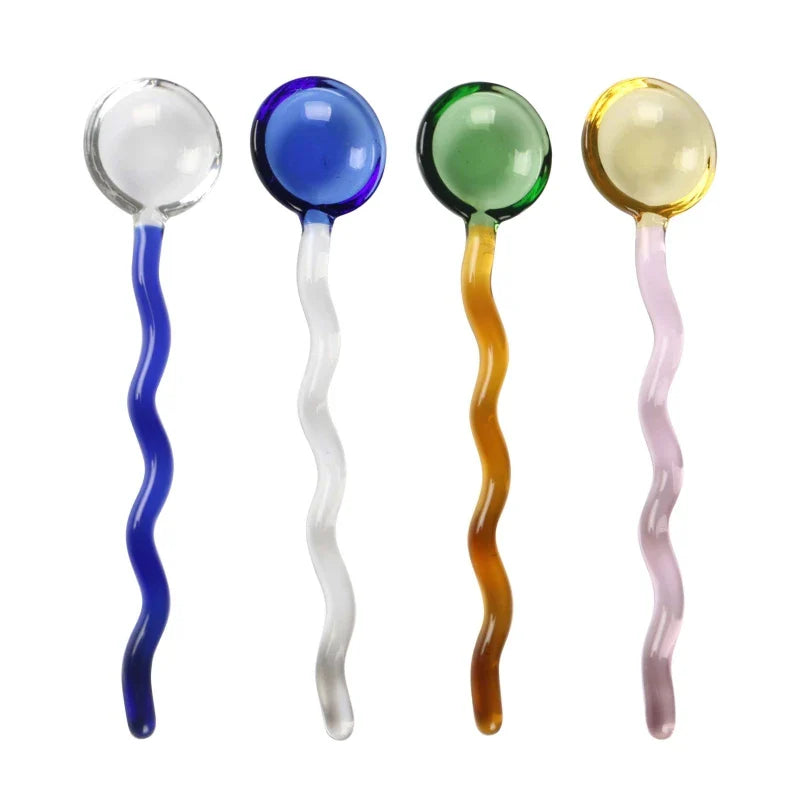 Afralia™ Glass Spoon Coffee Stirring Rod for Home Cafe, Dessert Jam Scoop