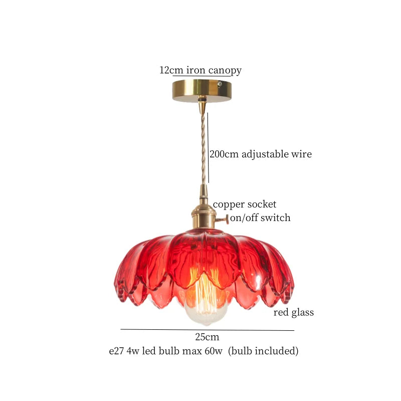 Afralia™ Lotus Leaf Glass LED Pendant Light - Japanese Style Loft Bar Living Dining Bedroom