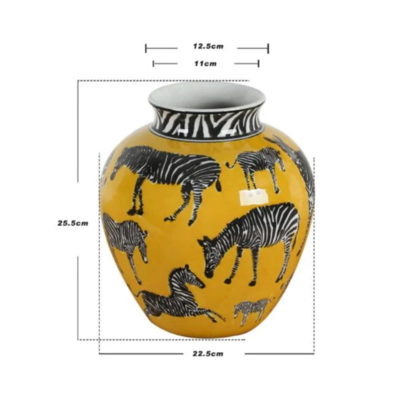 Afralia™ Zebra Pattern Ceramic Vase - Vintage Porcelain Home Decor Accessory