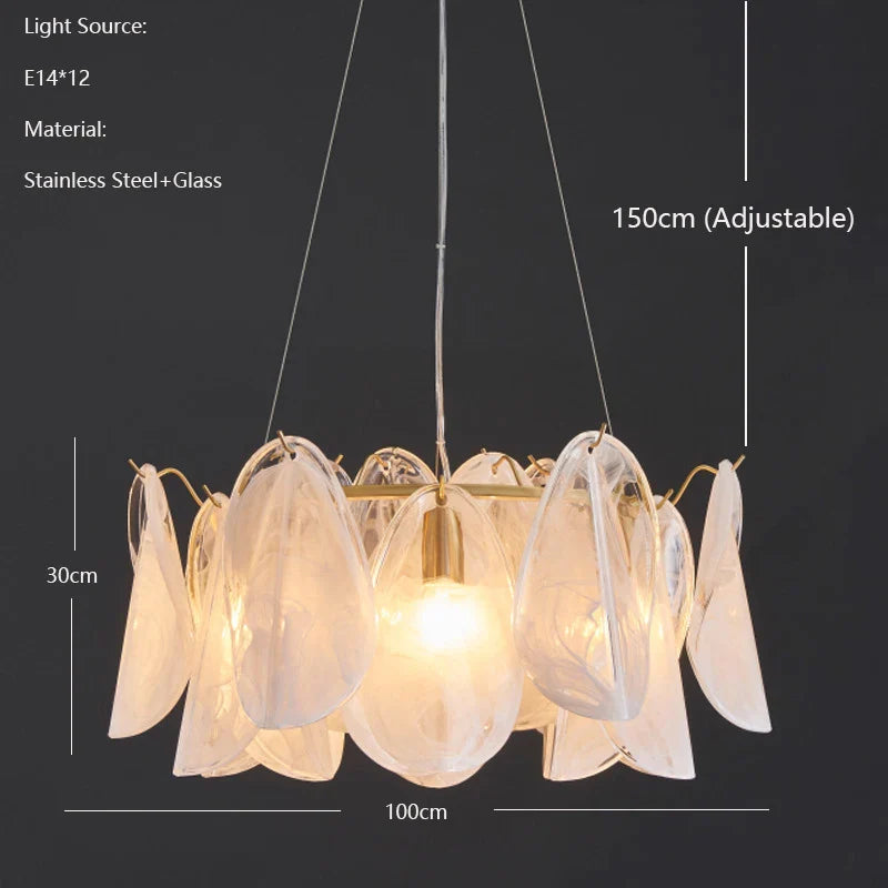 Afralia™ LED Glass Hanging Lamp Golden Leaf Shape Modern Pendant Light