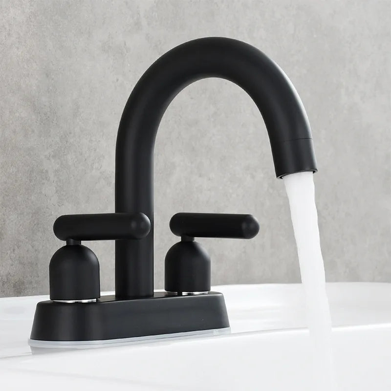 Afralia™ Two-Hole Brushed Gold Widespread Bathroom Faucet Chrome Black Sink Tap