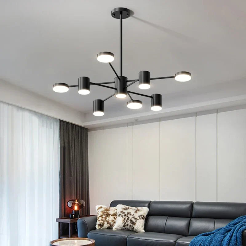 Afralia™ Sputnik Black Chandelier Pendant Lamp - Modern Nordic Ceiling Light for Living Room