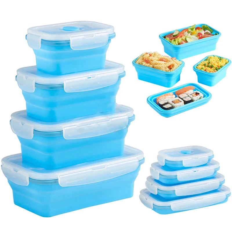 Afralia™ Silicone Lunch Box Set Eco-Friendly Portable Food Container Colorful Folding