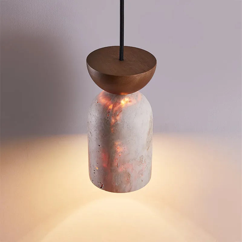 Afralia™ Wood & Stone Wire Adjustable LED Pendant Lights - Nordic Modern Living Room Cafe Luminaires