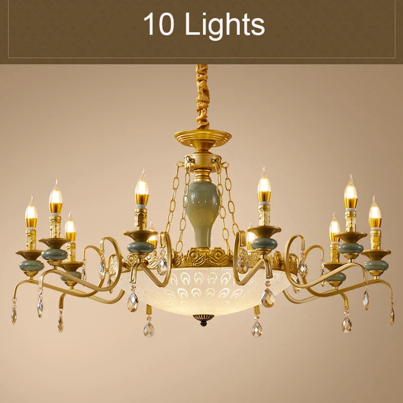 Afralia™ Mediterranean Ceramic Crystal Chandelier - Elegant Lighting Fixture