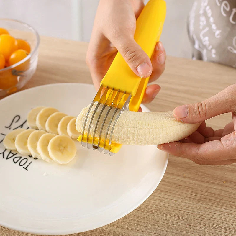 Afralia™ Stainless Steel Banana Slicer & Vegetable Cutter Kitchen Tool