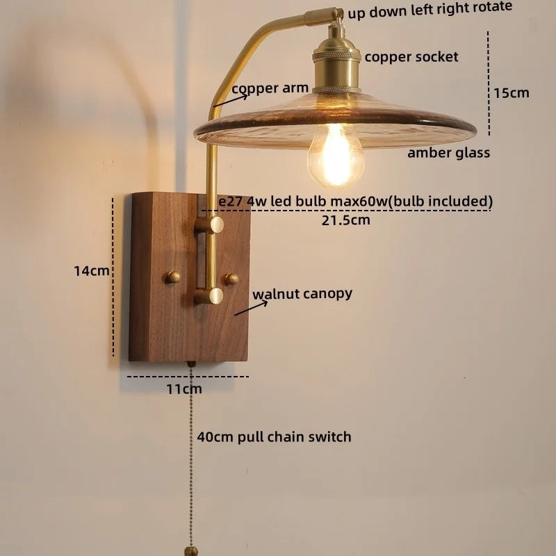Afralia™ Glass Copper LED Wall Lamp Modern Stair Light Fixtures applique murale